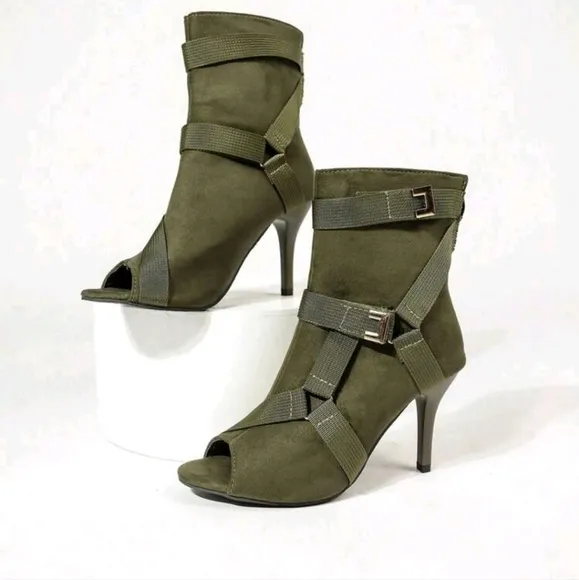 Multiple Straps Decorated Elegant Fashion High Heel Peep Toe Sandal Boots