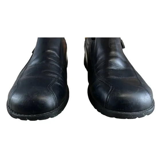 Munro Women's Black 11 N Leather Slip-On Shoes Wedge Heel Comfort Elastic &amp;  Zip