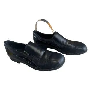 Munro Women's Black 11 N Leather Slip-On Shoes Wedge Heel Comfort Elastic &amp;  Zip