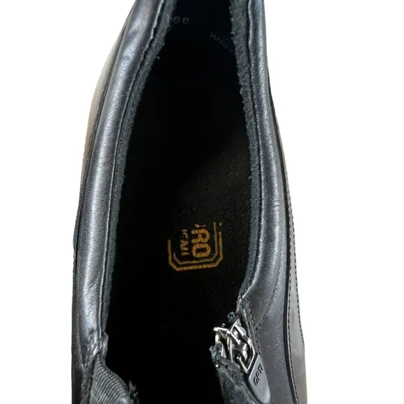 Munro Women's Black 11 N Leather Slip-On Shoes Wedge Heel Comfort Elastic &amp;  Zip