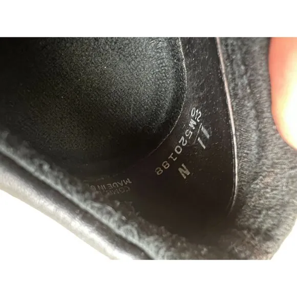 Munro Women's Black 11 N Leather Slip-On Shoes Wedge Heel Comfort Elastic &amp;  Zip