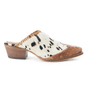 Myra HEELY WESTERN HAND-TOOLEDMULES Size 8 Black and White NEW IN BAG