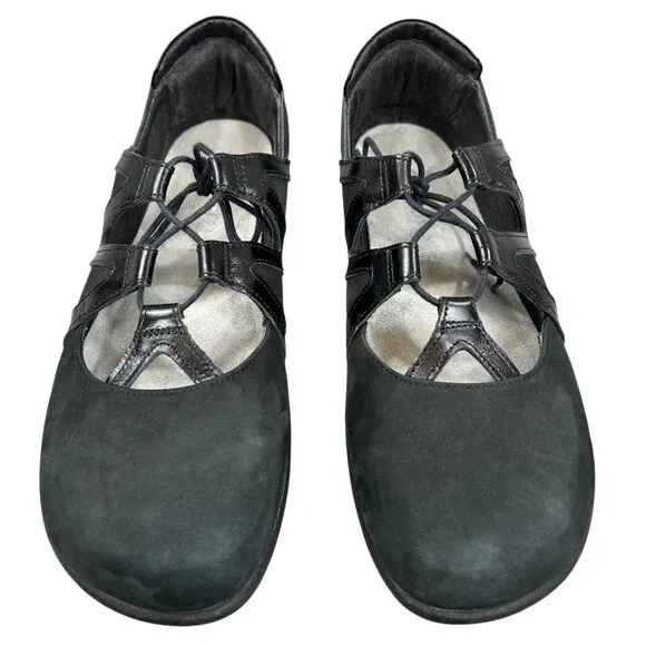 Naot Black &quot;Timu&quot; Leather Suede Lace-Up Mary Janes Shoes EU 42