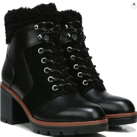 Naturalizer Val Womens Leather Lug Sole Combate &amp; Lace-Up Boots (LIKE NEW)