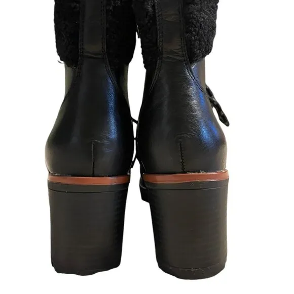 Naturalizer Val Womens Leather Lug Sole Combate &amp; Lace-Up Boots (LIKE NEW)