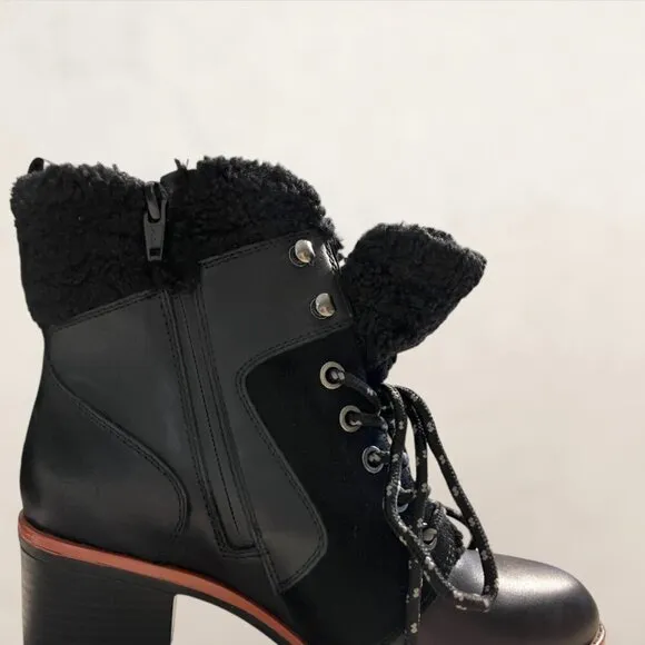 Naturalizer Val Womens Leather Lug Sole Combate &amp; Lace-Up Boots (LIKE NEW)