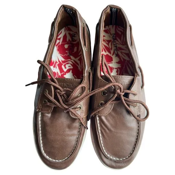 NAUTICA Youth Brown Leather Shoes, US5