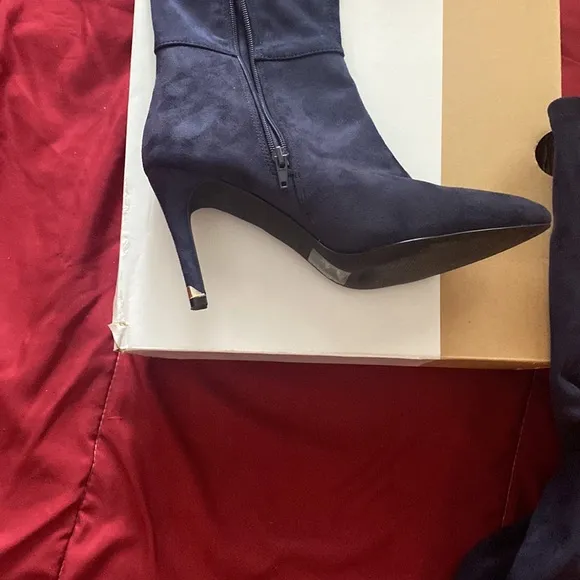 Navy, above the knee suede boots!