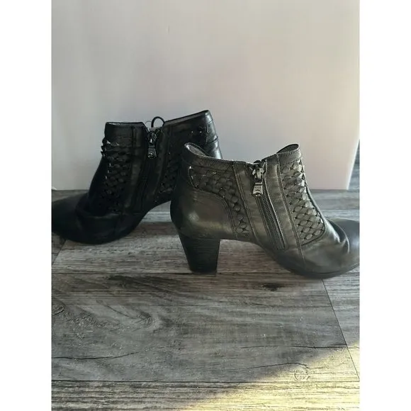 Nero Giardini Leather Ankle Boots Size 8.5/39EU Black Side Zipped 3” Heel