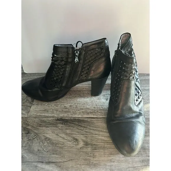 Nero Giardini Leather Ankle Boots Size 8.5/39EU Black Side Zipped 3” Heel