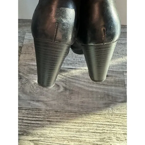 Nero Giardini Leather Ankle Boots Size 8.5/39EU Black Side Zipped 3” Heel