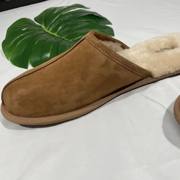 NEW $90 UGG [‎ Men size 18 US ] Scuff Slipper Shoes in Chestnut Suede