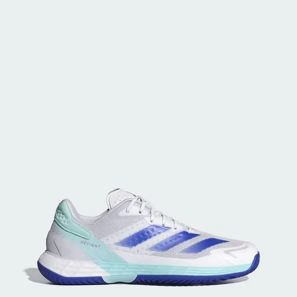 NEW ADIDAS men's defiant speed 2 shoes in cloud white/lucid blue/semi flash aqua
