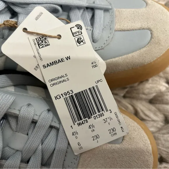 NEW Adidas Samba Sneakers in Light Gray and Cream