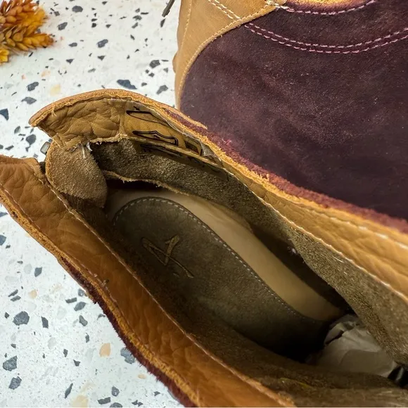 NEW Anthropologie J Shoes Ranch 2 Burgundy Suede Women’s Heeled Booties Sz 8.5