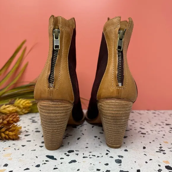 NEW Anthropologie J Shoes Ranch 2 Burgundy Suede Women’s Heeled Booties Sz 8.5