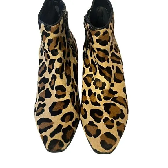 NEW Aquatalia Fuoco Suede Leopard Ankle Boots •7• Calf Hair Booties Italy $495