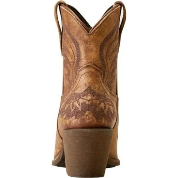 NEW ARIAT Womens Chandler Cowboy Boots Size 7.5C Ankle X-Toe  Mid Heel Brown