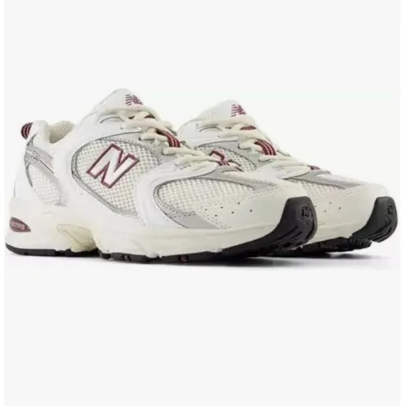 New Balance 530 Shoes, Women's, M9/W10.5 White/Burgundy Ash