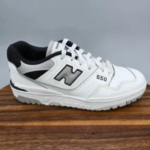 New Balance 550 Shoes Men's 6.5 D / Women's 8 White Gray Black Leather Sneakers