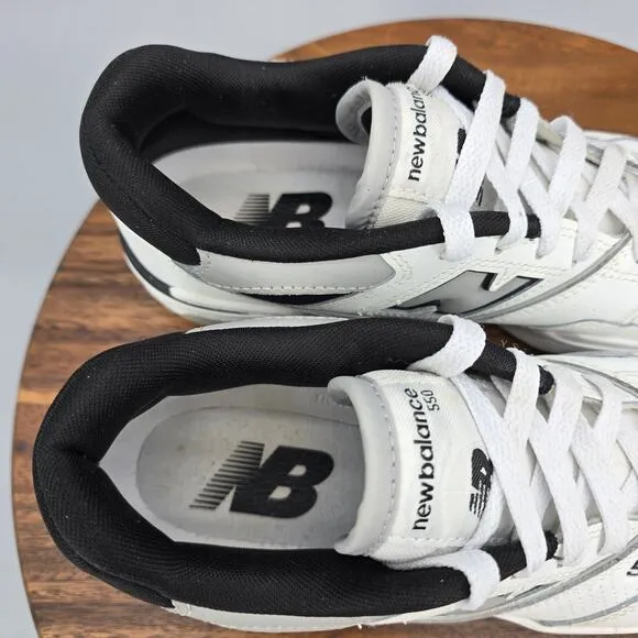New Balance 550 Shoes Men's 6.5 D / Women's 8 White Gray Black Leather Sneakers