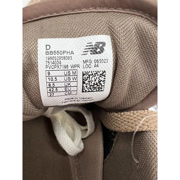 New Balance 550 Suede Mushroom BB550PHA Sneakers Men's Size 9