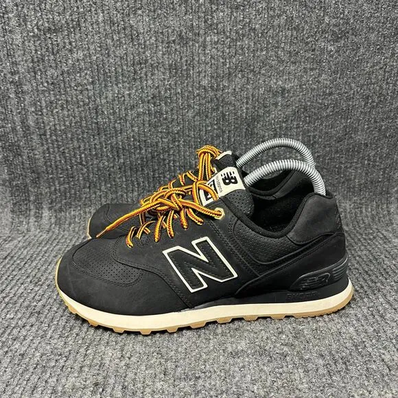 New Balance 574 Classic Black White Gum Trainers Shoes ML574HRD Mens 7.5 D