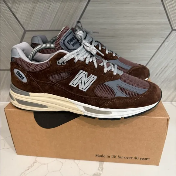 New Balance 991 Brown and Gray Sneakers