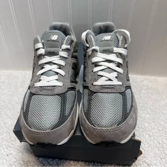 New Balance® Kids 990V5 Launch running shoes. Sneaker features a durable size 3
