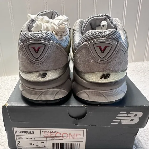 New Balance Kid's 990v5 Sneaker Shoes, Grey size 2 (20CM)