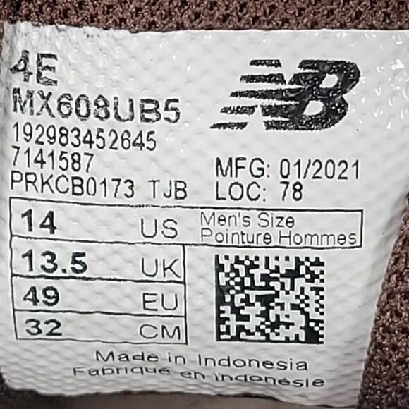 New Balance MX608UB5 Men's Suede Athletic Brown Sneakers US Size 14 4E NWB