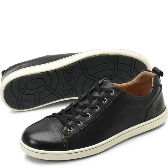 NEW BORN Men's Leather Allegheny Sport Casual Sneakers Black 462mn