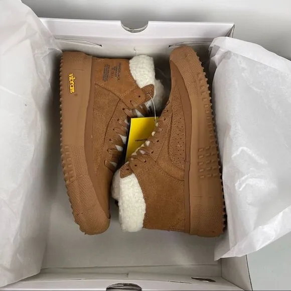 NEW Brandblack Natural Tan Leather Capo Faux Shearling Vibram Sneakers Size 6.5