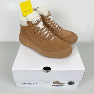 NEW Brandblack Natural Tan Leather Capo Faux Shearling Vibram Sneakers Size 6.5