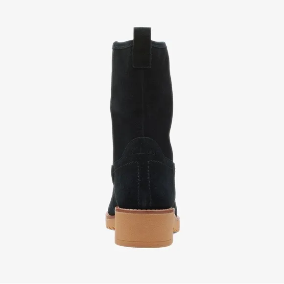 NEW Clarks Eden Mid Hi Black Suede Boots, Size UK 7, US 9.5 Retail £130