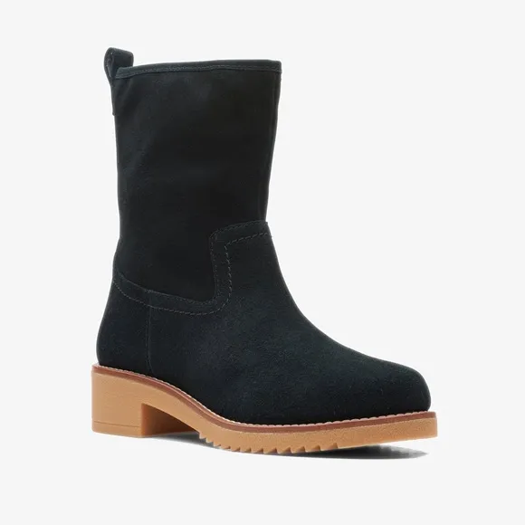 NEW Clarks Eden Mid Hi Black Suede Boots, Size UK 7, US 9.5 Retail £130