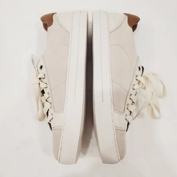 NEW Coach Paddy Beige Suede Leather Chalk-Oatmeal / Saddle Brown Sneakers