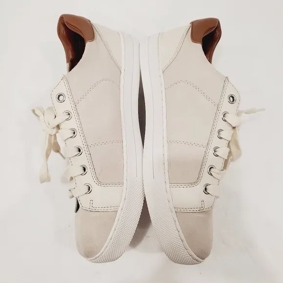 NEW Coach Paddy Beige Suede Leather Chalk-Oatmeal / Saddle Brown Sneakers