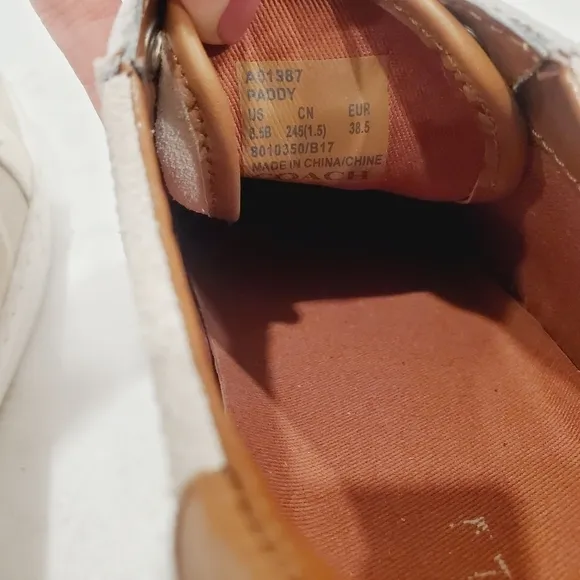 NEW Coach Paddy Beige Suede Leather Chalk-Oatmeal / Saddle Brown Sneakers