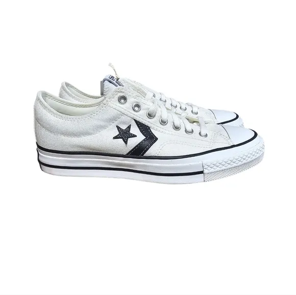 NEW Converse Star Player 76 Premium Canvas White Black Size Mens 7.5 Womens 8.5