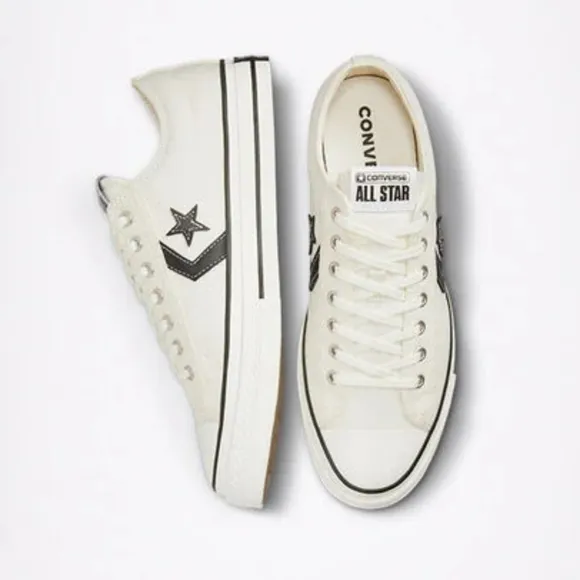 NEW Converse Star Player 76 Premium Canvas White Black Size Mens 7.5 Womens 8.5