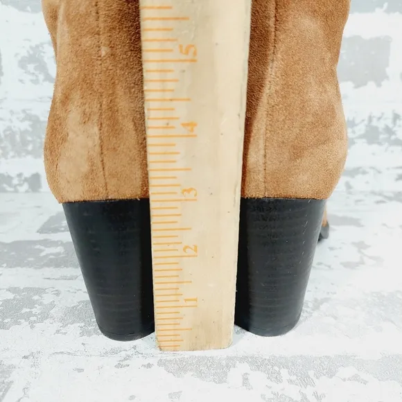 NEW Crevo Atty Brown Suede Leather Block Heel Tall Boots O144
