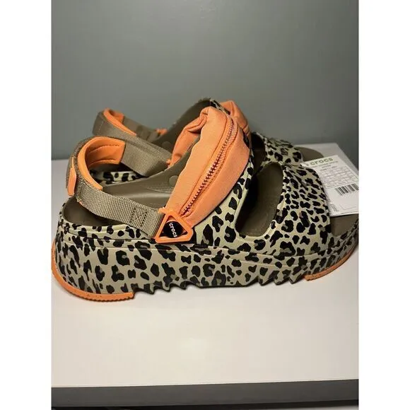 New Crocs Hiker Xscape Animal Sandal Clog Khaki Leopard Mens 12 Womens 14‎ Shoes