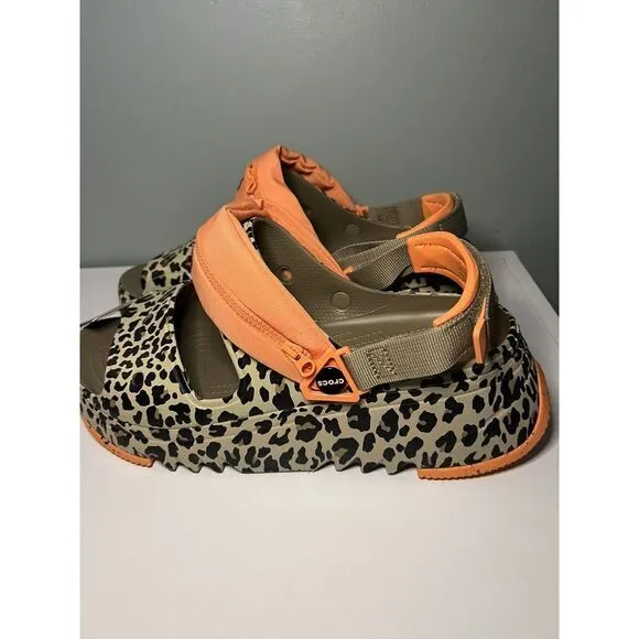 New Crocs Hiker Xscape Animal Sandal Clog Khaki Leopard Mens 12 Womens 14‎ Shoes