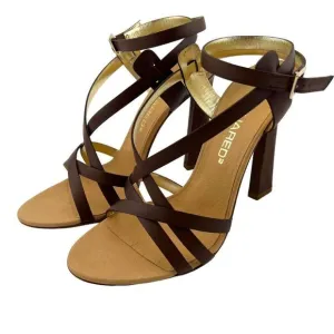 New DSQUARED2 Women US 8 Brown Shoes Leather Heels Ankle Strap Pump Sandals
