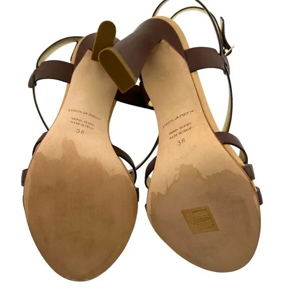 New DSQUARED2 Women US 8 Brown Shoes Leather Heels Ankle Strap Pump Sandals