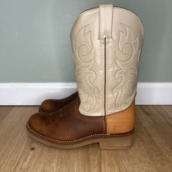 *NEW* DURANGO Women's 9 Cowgirl Boots Tan Beige Leather Round Toe Western Boho