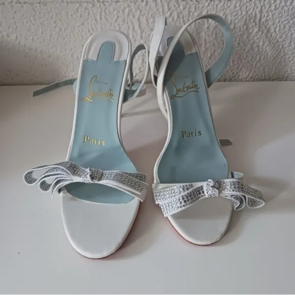 New Fashion design like LABOUTIN Elegant White and Silver  Heels size 39
