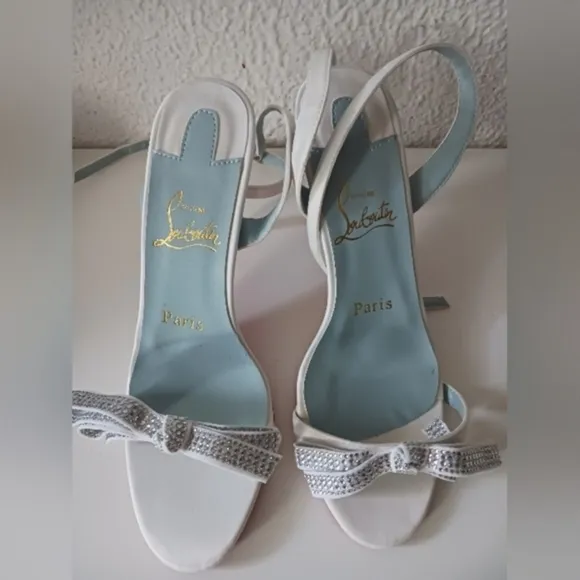 New Fashion design like LABOUTIN Elegant White and Silver  Heels size 39