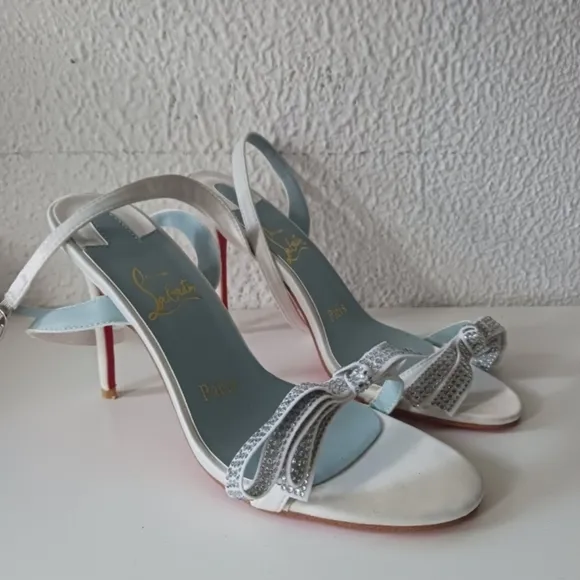 New Fashion design like LABOUTIN Elegant White and Silver  Heels size 39